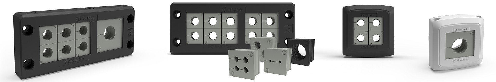 Teilbare kabeldurchführungen für kabel mit stecker